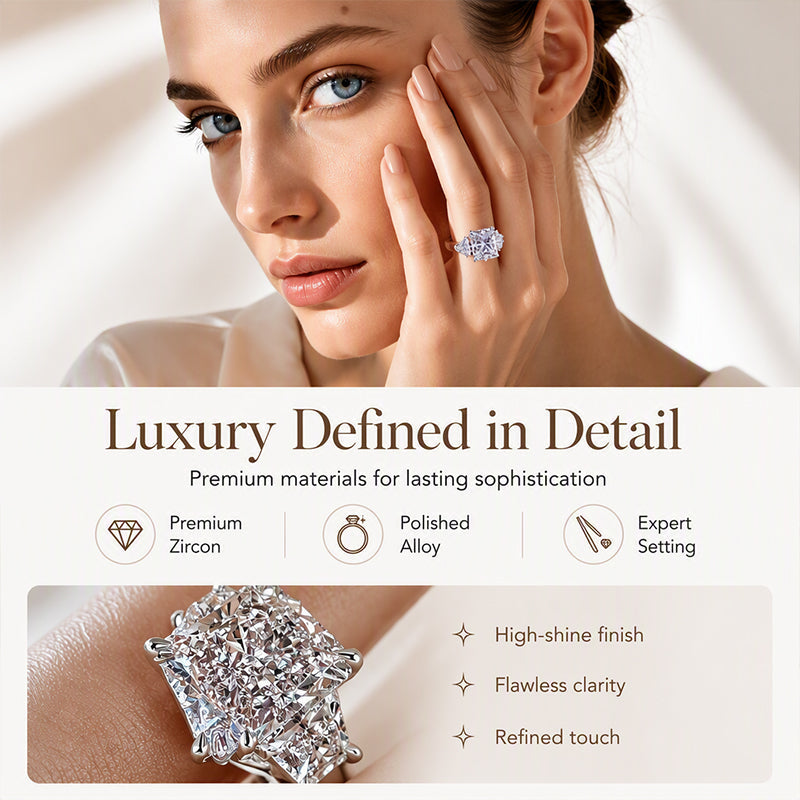 Elegant Square Cut Zircon Ring