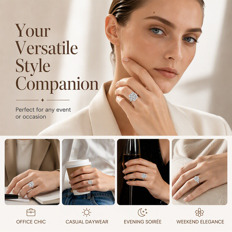 Elegant Square Cut Zircon Ring