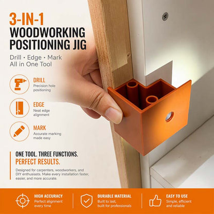 📢📢50% OFF !! ⏰3-In-1 Carpentry Positioning Tool, Dual-Purpose For 20mm And 23mm, Cabinet Door Stopper, Drilling, Marking And Trimming Tool 🛠️