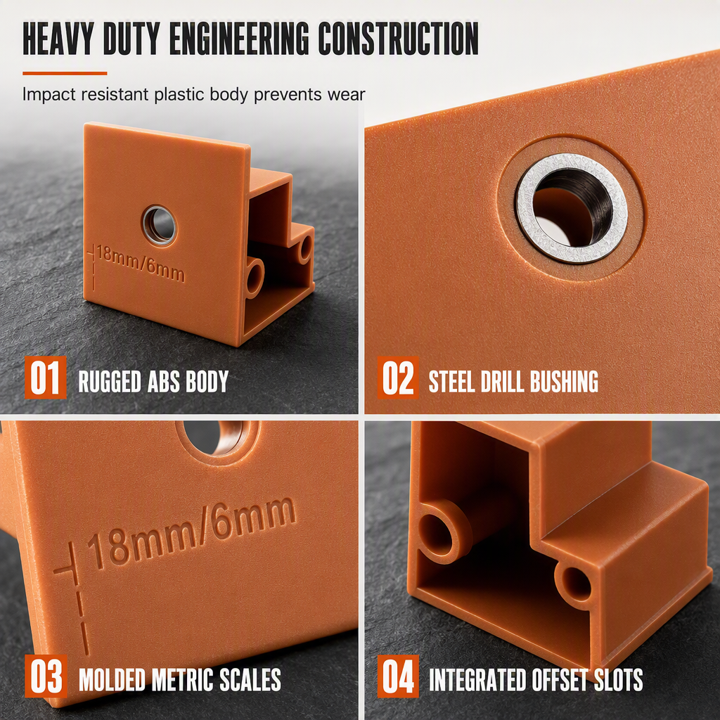 📢📢50% OFF !! ⏰3-In-1 Carpentry Positioning Tool, Dual-Purpose For 20mm And 23mm, Cabinet Door Stopper, Drilling, Marking And Trimming Tool 🛠️