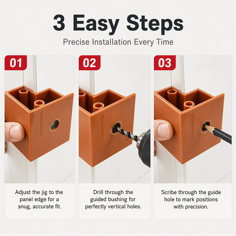 📢📢50% OFF !! ⏰3-In-1 Carpentry Positioning Tool, Dual-Purpose For 20mm And 23mm, Cabinet Door Stopper, Drilling, Marking And Trimming Tool 🛠️