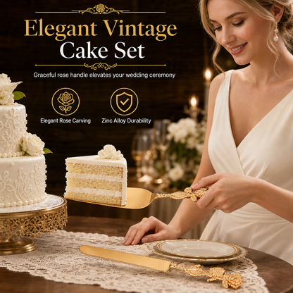 🌸 50% OFF NOW! 🌸Exquisite Metal Alloy Cake Knife and Server Set