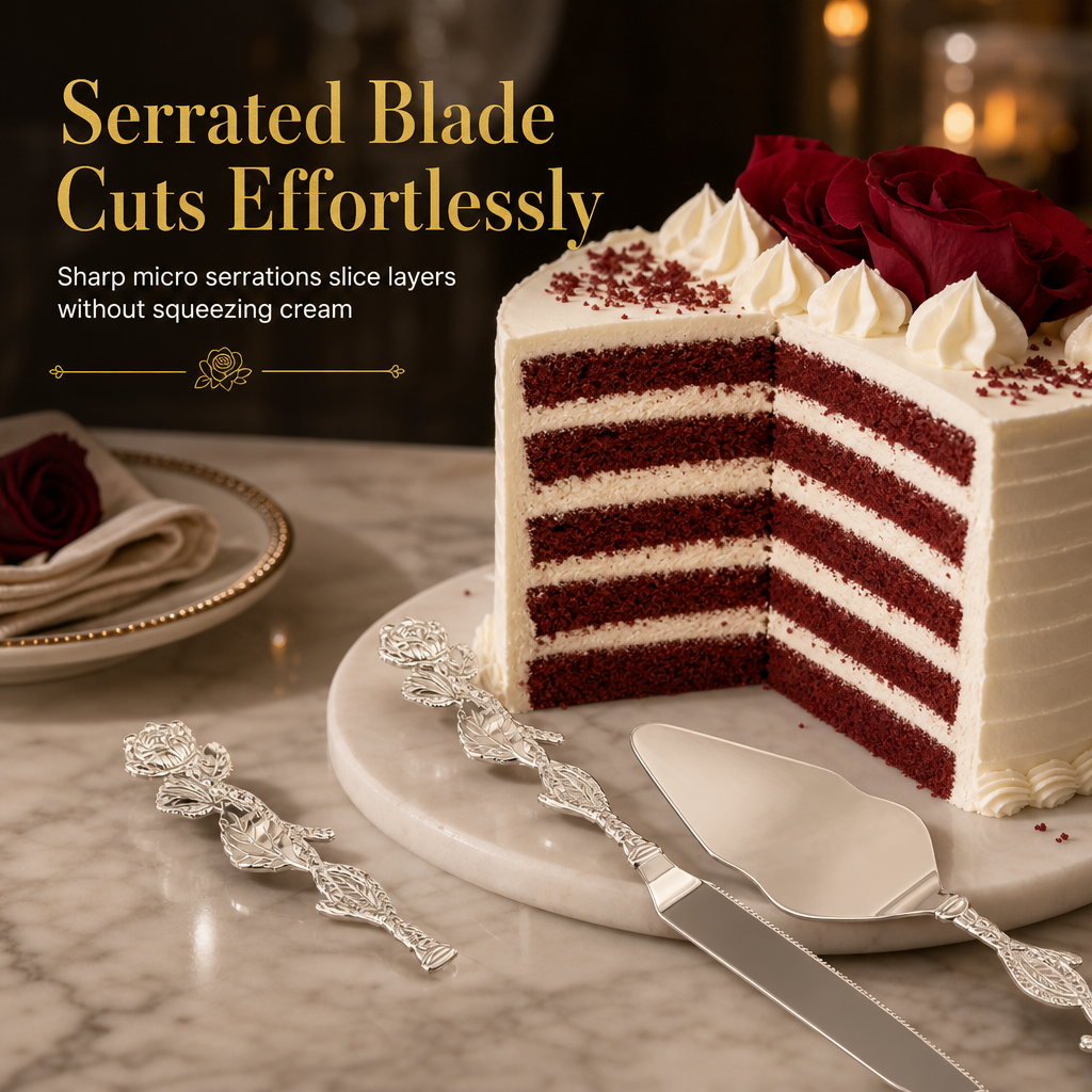 🌸 50% OFF NOW! 🌸Exquisite Metal Alloy Cake Knife and Server Set