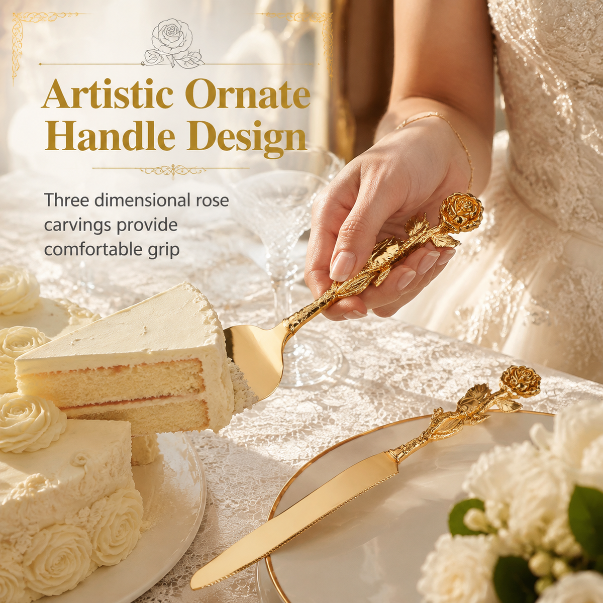 🌸 50% OFF NOW! 🌸Exquisite Metal Alloy Cake Knife and Server Set