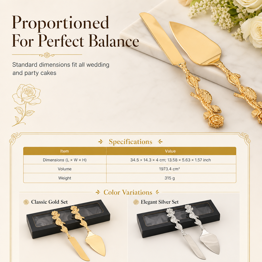 🌸 50% OFF NOW! 🌸Exquisite Metal Alloy Cake Knife and Server Set