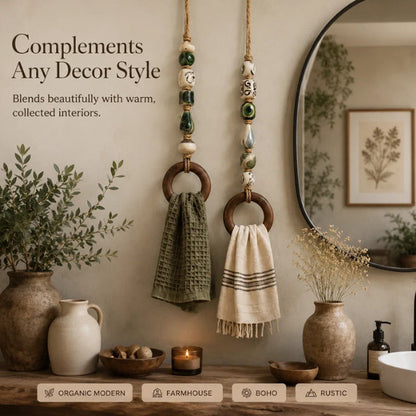 🎉 2026 Sale — Over 25,000 Sold!🏠Decorative Beaded Towel Hanger with Wooden Ring