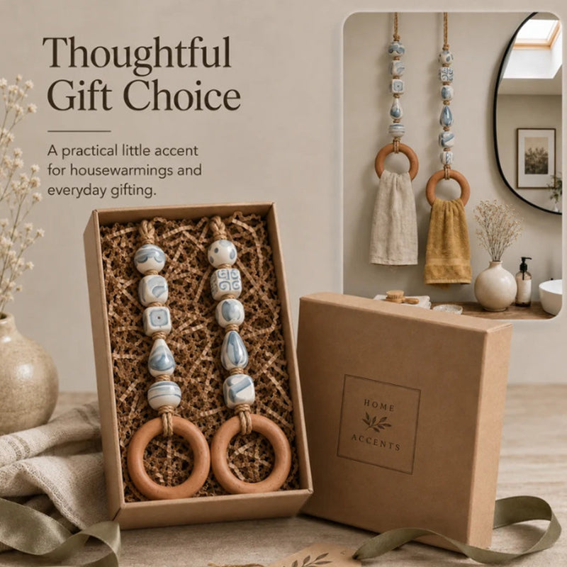 🎉 2026 Sale — Over 25,000 Sold!🏠Decorative Beaded Towel Hanger with Wooden Ring