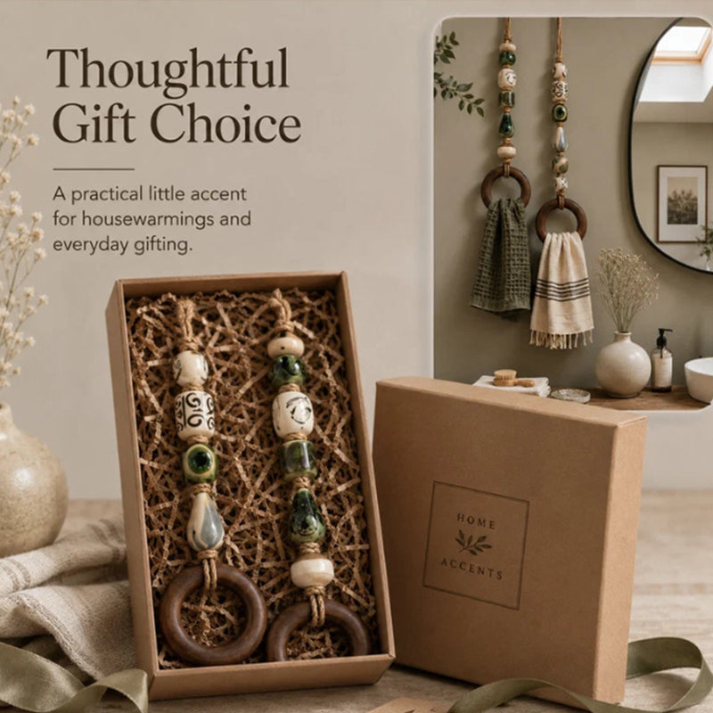 🎉 2026 Sale — Over 25,000 Sold!🏠Decorative Beaded Towel Hanger with Wooden Ring