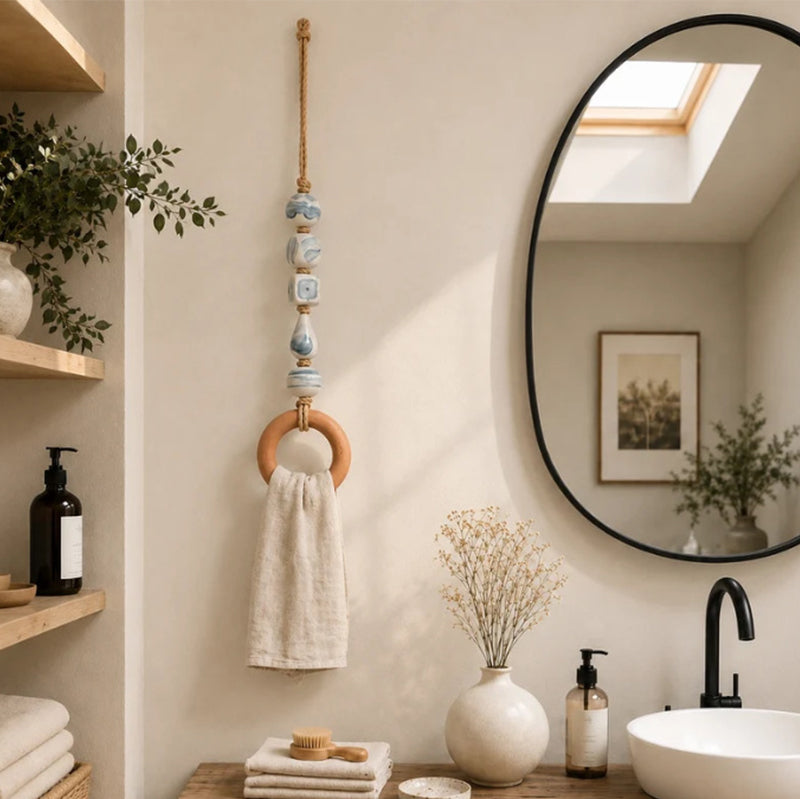 🎉 2026 Sale — Over 25,000 Sold!🏠Decorative Beaded Towel Hanger with Wooden Ring