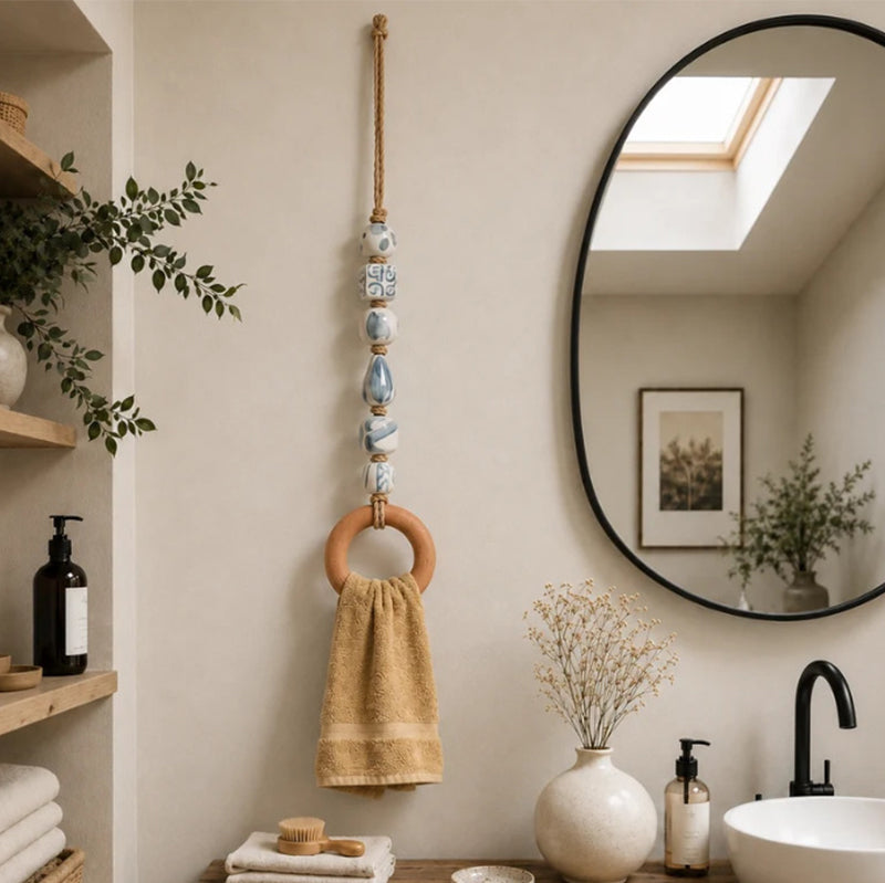 🎉 2026 Sale — Over 25,000 Sold!🏠Decorative Beaded Towel Hanger with Wooden Ring