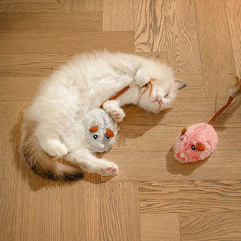 🐱 50% OFF! ✨ Smart Electric Cat Toy Mouse – Obstacle Avoidance, Realistic Plush Design & Type-C Rechargeable – Low-Noise 360° Movement for Endless Play 🐭