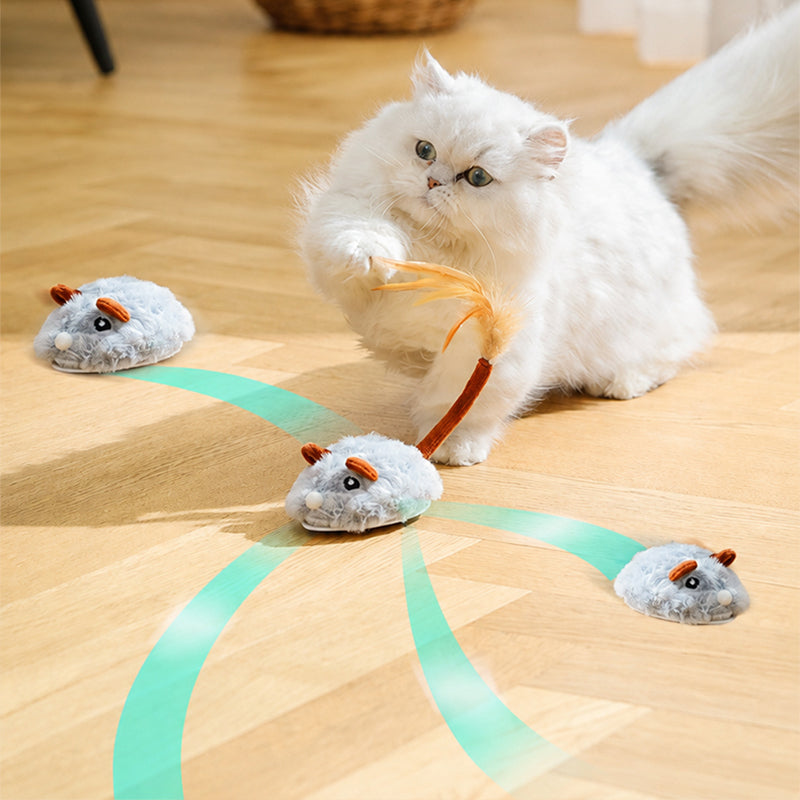 🐱 50% OFF! ✨ Smart Electric Cat Toy Mouse – Obstacle Avoidance, Realistic Plush Design & Type-C Rechargeable – Low-Noise 360° Movement for Endless Play 🐭