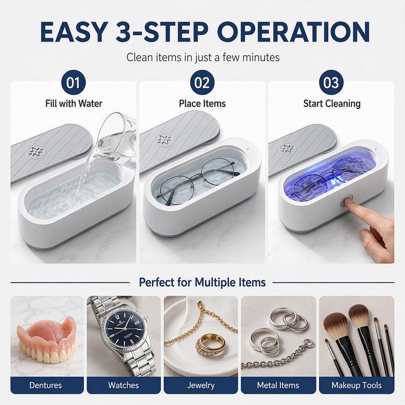 ⏳Time-Limited Special⏰Ultrasonic Cleaner — Sonic Cavitation, 300ml, Cordless & Rechargeable