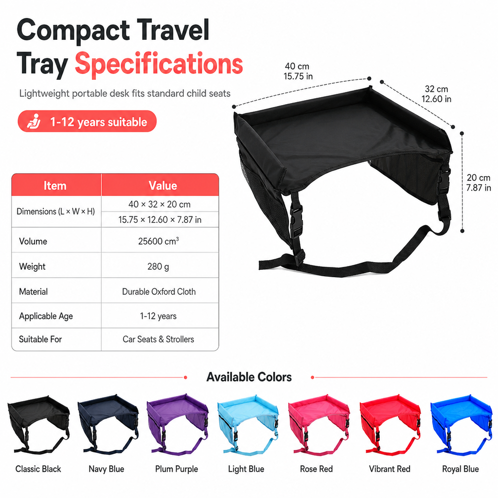 Kids Car Seat Travel Tray Activity Desk with Lap Drawing Board and Baby Stroller Backseat Hanging Storage Organizer Bag