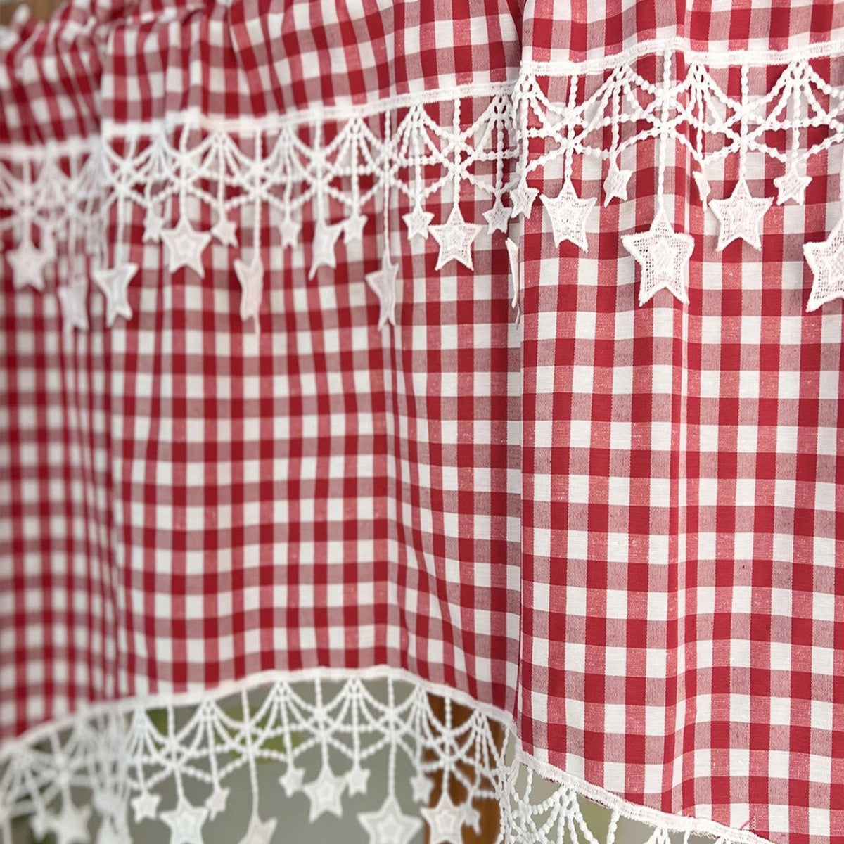 ⭐ Star Lace Trim Curtain: Arched Design, Rod Pocket, Premium Blend