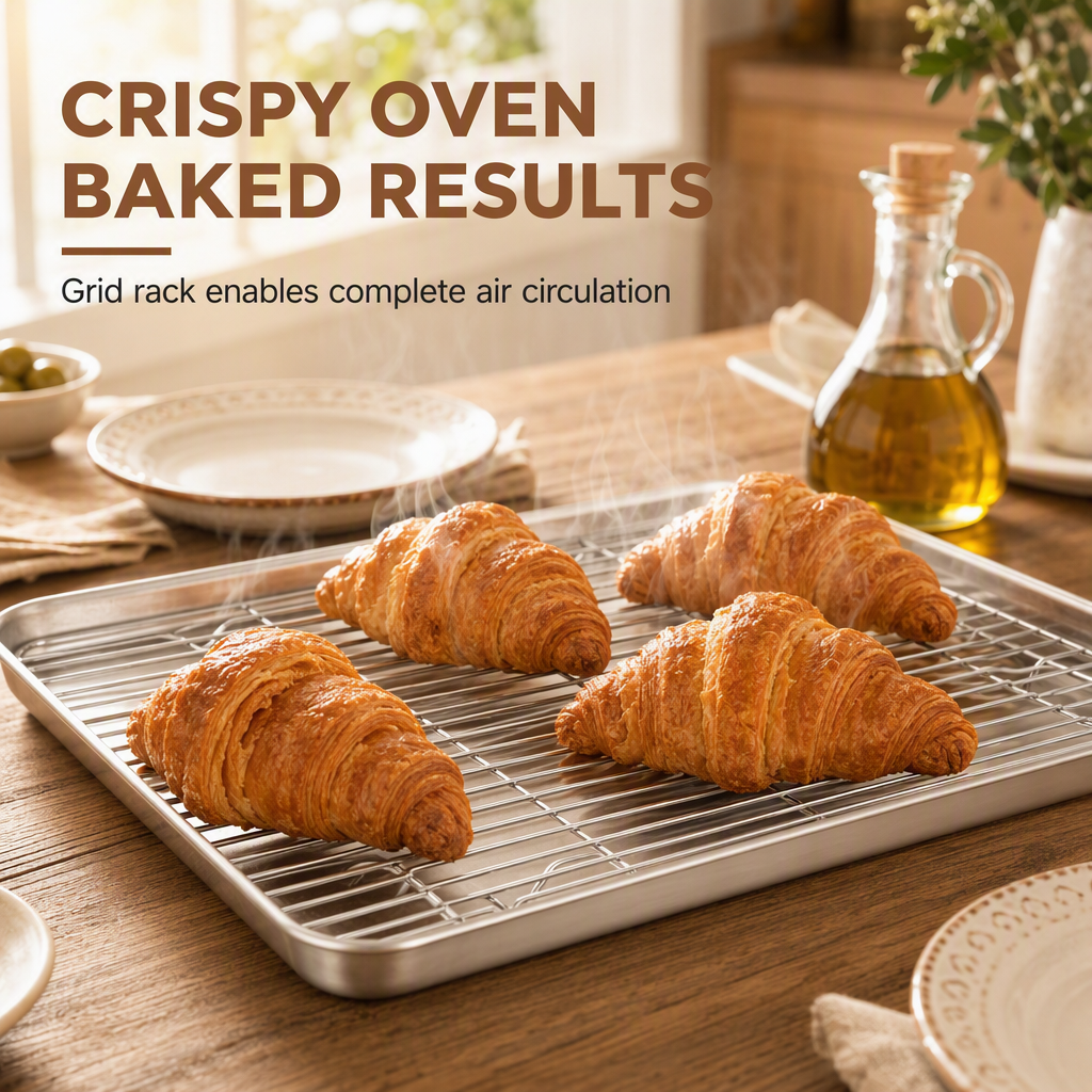 📢📢50% OFF !! ⏰Rectangular Stainless Steel Baking Tray With Wire Cooling Rack