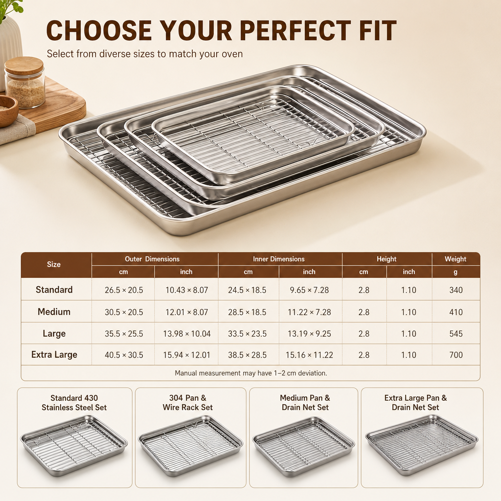 📢📢50% OFF !! ⏰Rectangular Stainless Steel Baking Tray With Wire Cooling Rack