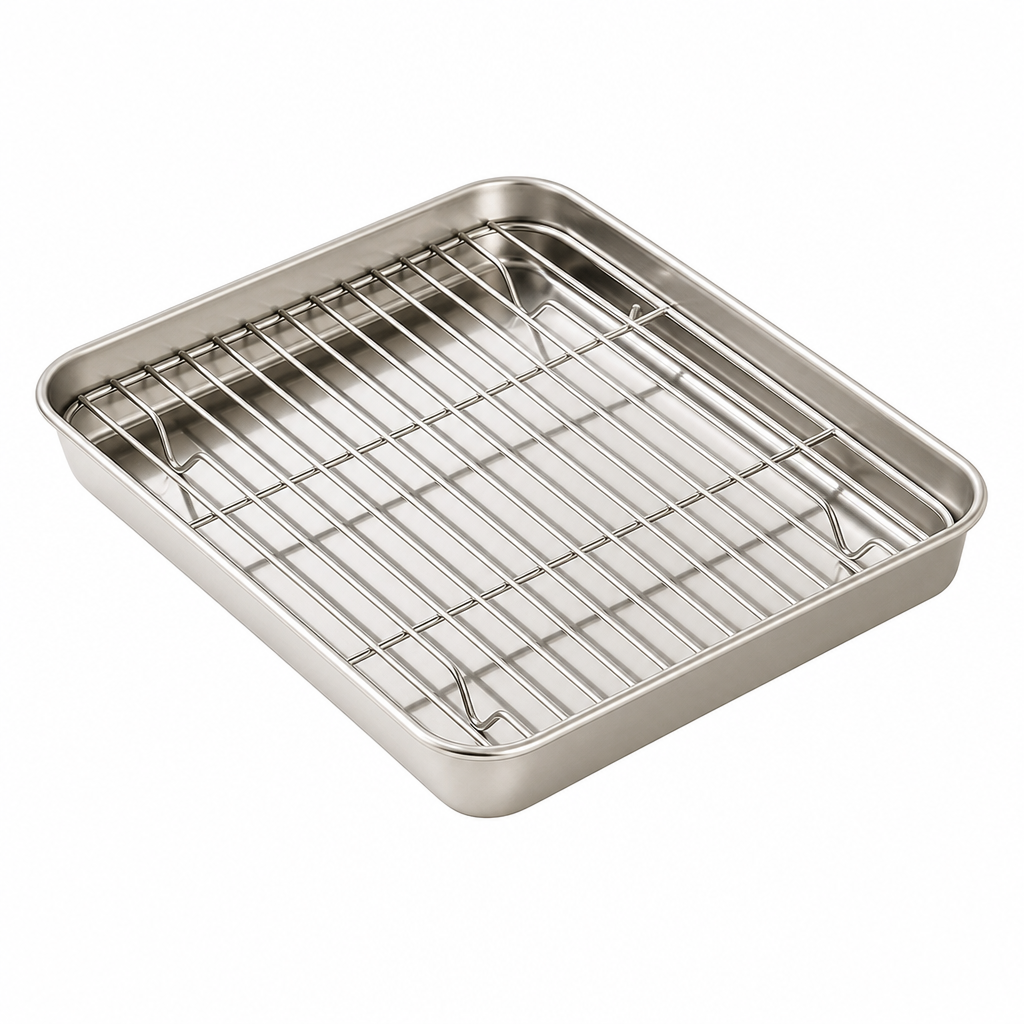📢📢50% OFF !! ⏰Rectangular Stainless Steel Baking Tray With Wire Cooling Rack