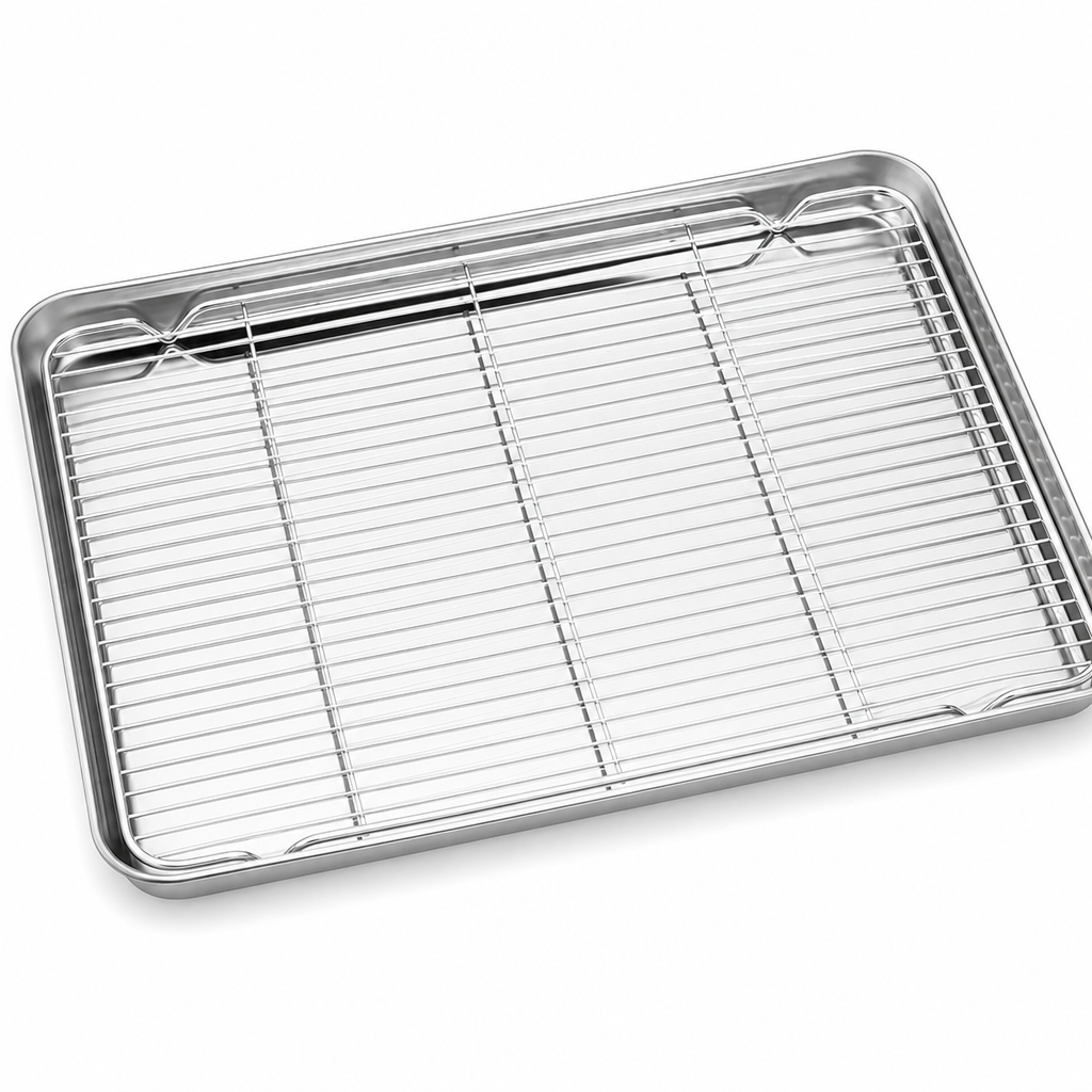 📢📢50% OFF !! ⏰Rectangular Stainless Steel Baking Tray With Wire Cooling Rack