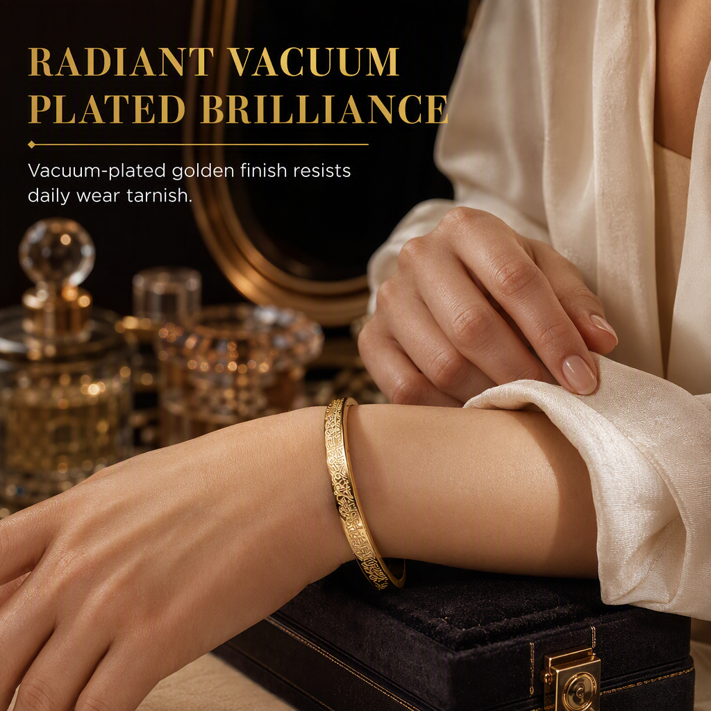 🎁Limited-Time 50% OFF✨18K Vacuum Plated Titanium Steel Bangle, Tarnish-Free Hypoallergenic Bracelet With Engraved Lettering💛