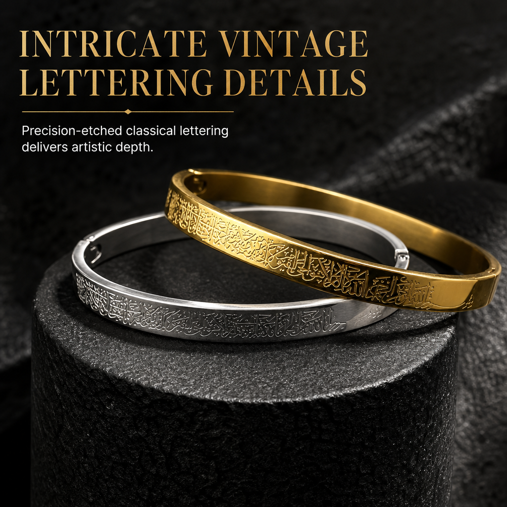 🎁Limited-Time 50% OFF✨18K Vacuum Plated Titanium Steel Bangle, Tarnish-Free Hypoallergenic Bracelet With Engraved Lettering💛