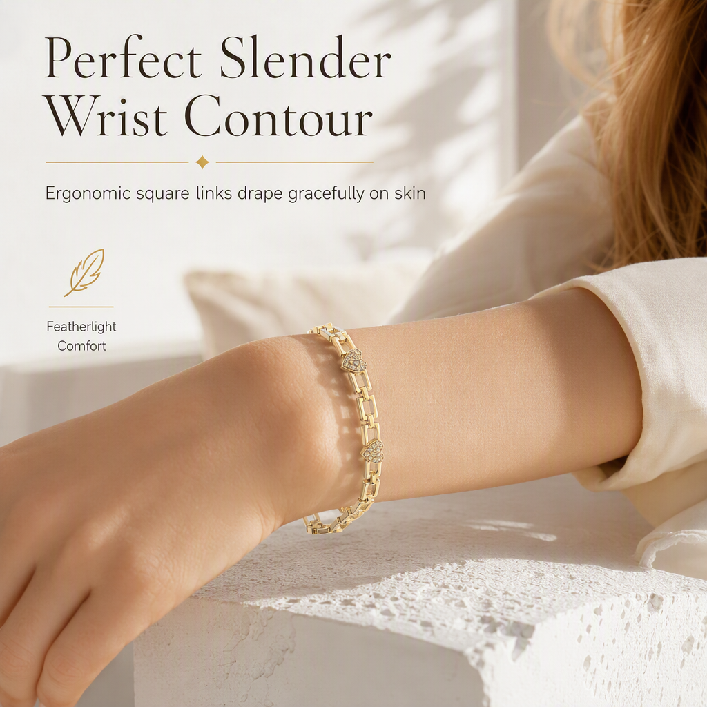 🎁2026 New Arrivals 50% OFF💥Gold Rhinestone Heart Chain Bracelet – Light Luxury, Parisian Style 🤍