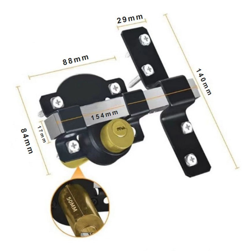 50/70mm Long Throw Gate Lock with 5 Keys