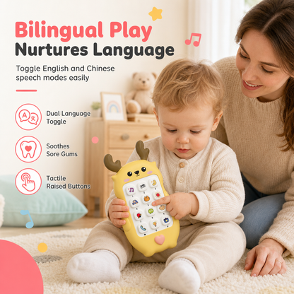 ⏳🔥LIMITED-TIME 50% OFF! ⏰👶Learn & Play: Bilingual Baby Toy Phone With Cartoon Deer – Music, Stories & Early Education For Toddlers📱