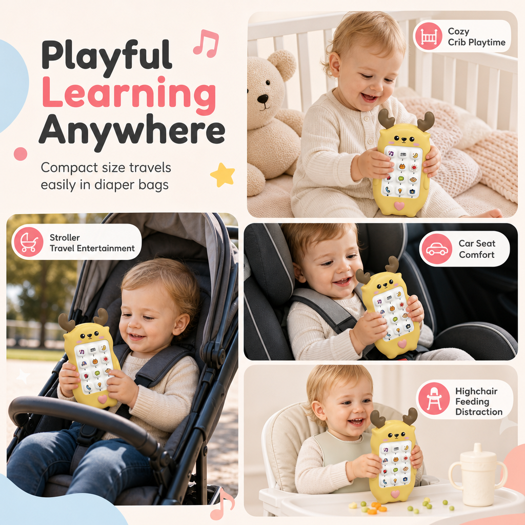 ⏳🔥LIMITED-TIME 50% OFF! ⏰👶Learn & Play: Bilingual Baby Toy Phone With Cartoon Deer – Music, Stories & Early Education For Toddlers📱