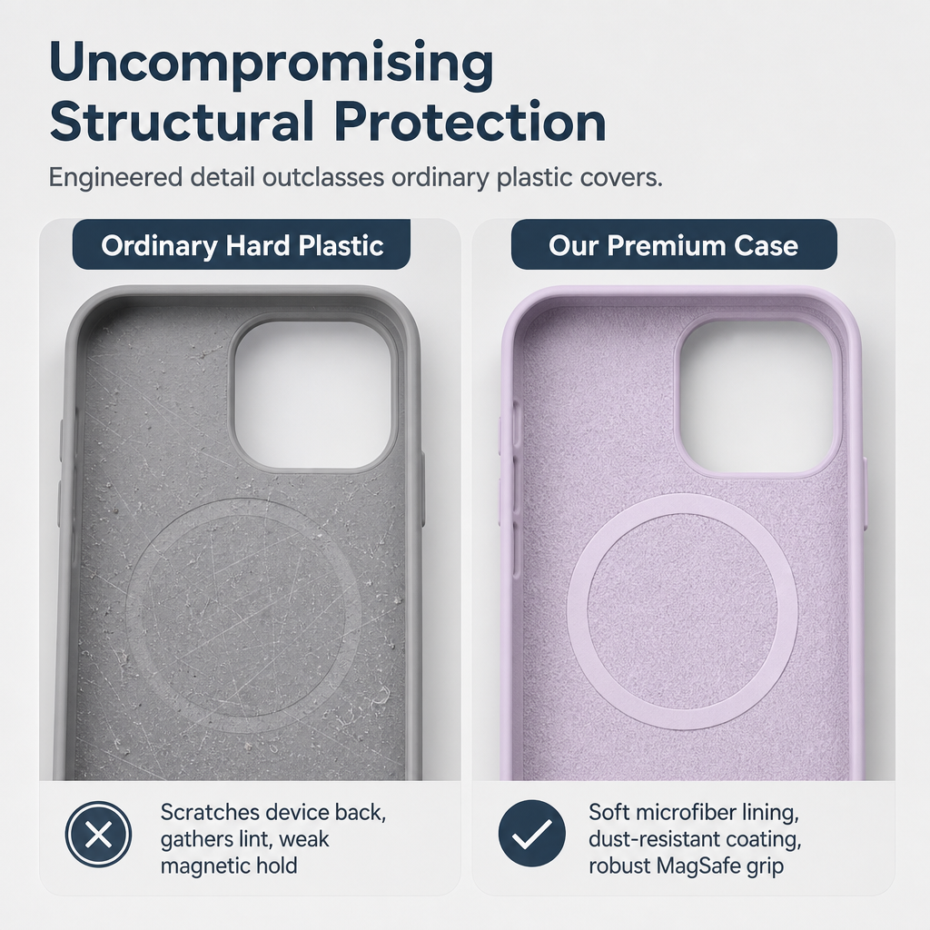 📱 Save 50%! 🧲 Liquid Silicone Case – Magnetic ring & soft flocked grip ✨