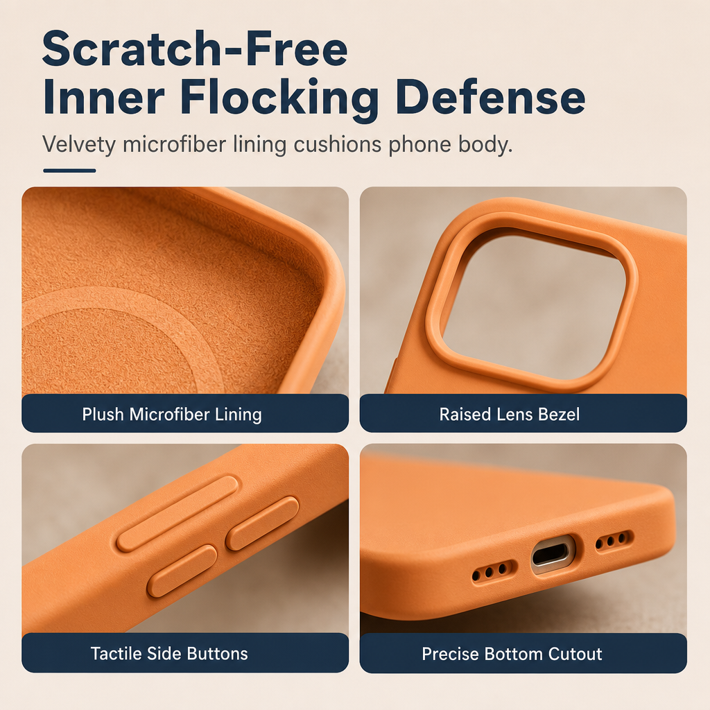📱 Save 50%! 🧲 Liquid Silicone Case – Magnetic ring & soft flocked grip ✨