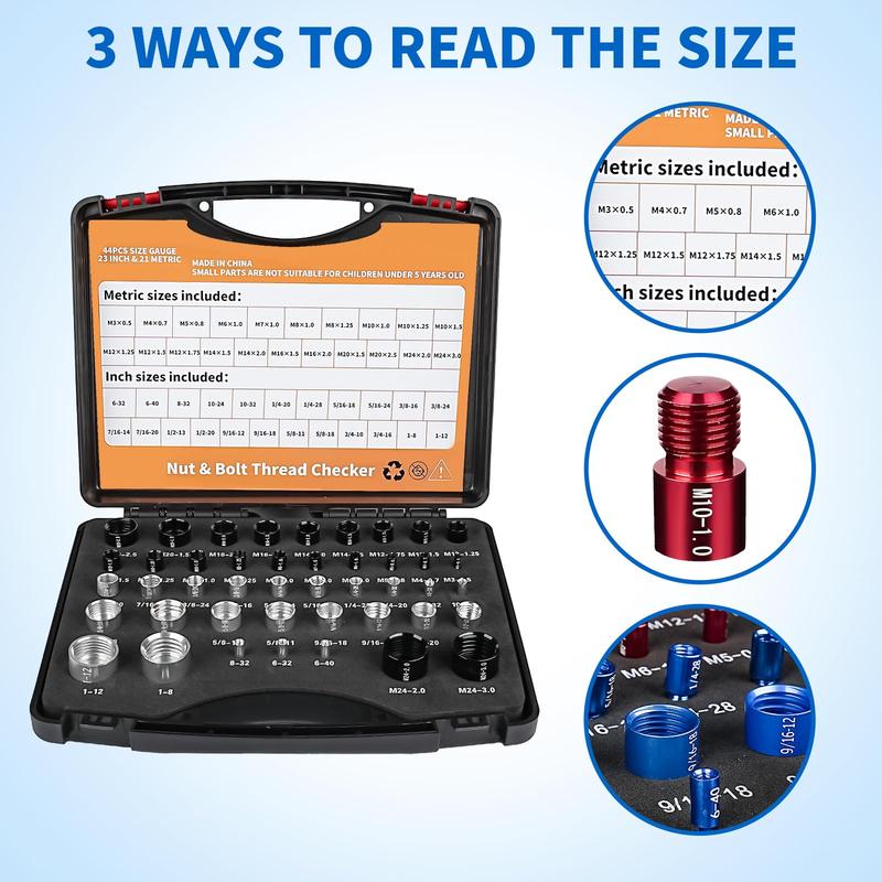 🔩 Thread Pitch Gauge Set: Metric & Imperial, Dual-Sided, Laser-Etched, 26/44-Piece, with Case