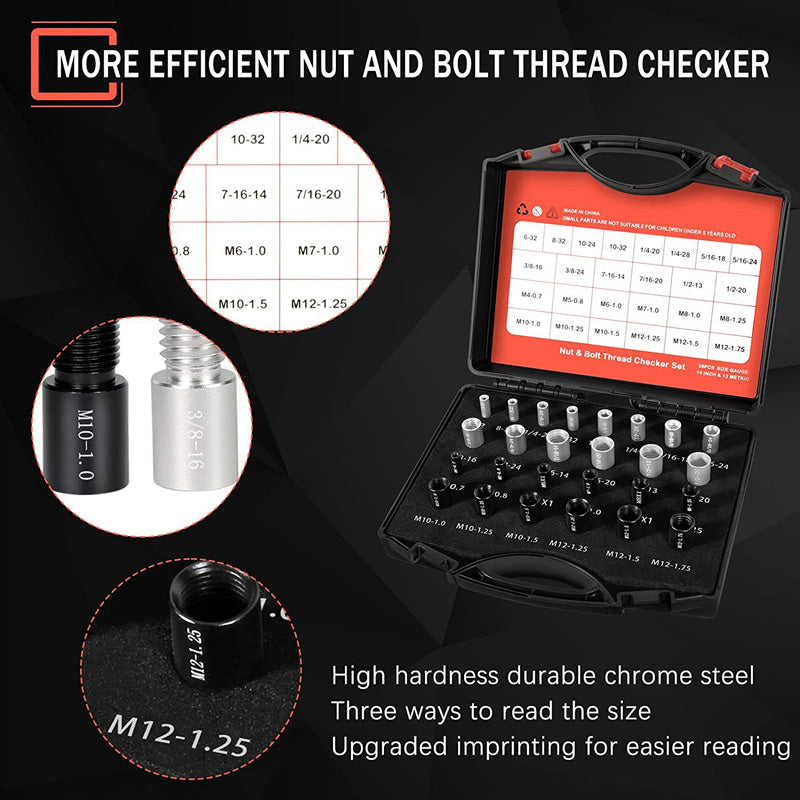 🔩 Thread Pitch Gauge Set: Metric & Imperial, Dual-Sided, Laser-Etched, 26/44-Piece, with Case