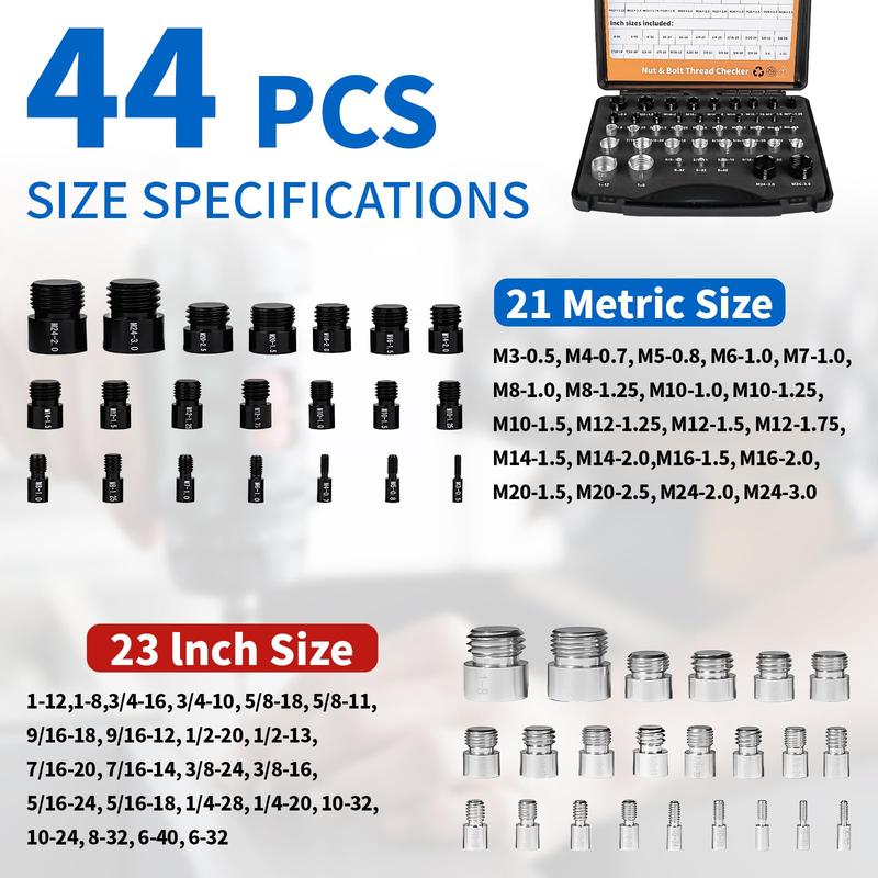 🔩 Thread Pitch Gauge Set: Metric & Imperial, Dual-Sided, Laser-Etched, 26/44-Piece, with Case