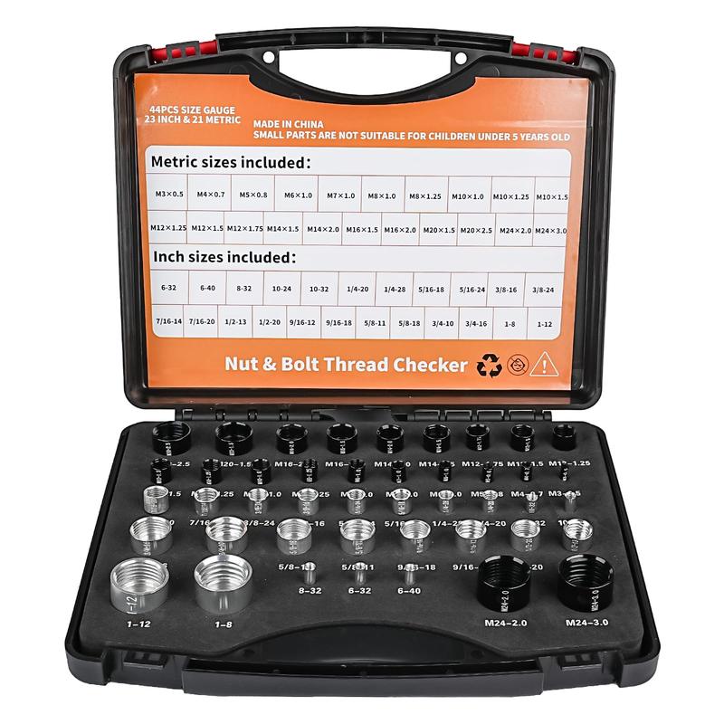 🔩 Thread Pitch Gauge Set: Metric & Imperial, Dual-Sided, Laser-Etched, 26/44-Piece, with Case