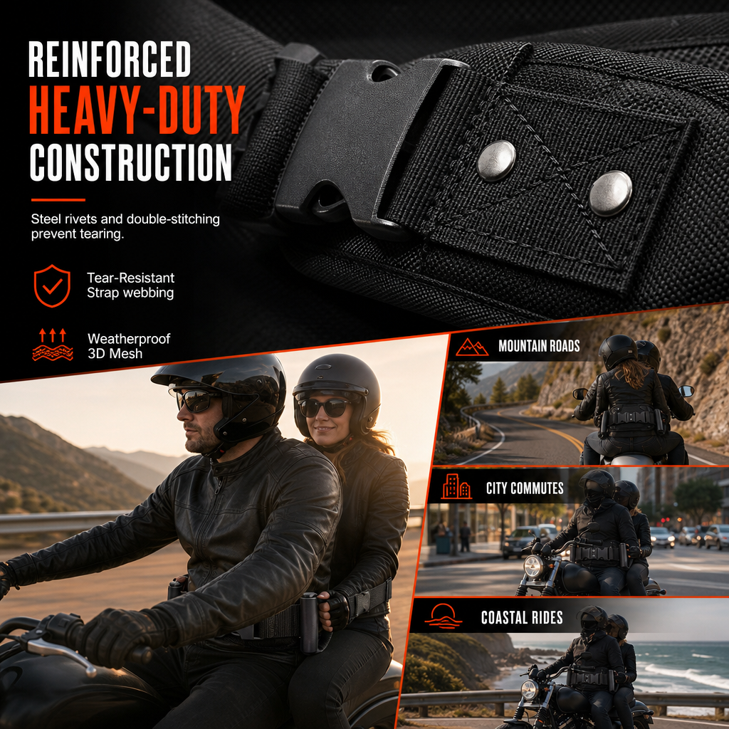 🎁2026 New Arrivals 50% OFF💥Motorcycle Passenger Grab Handle Belt – Non-slip, Adjustable, Heavy-Duty 🏍️✨