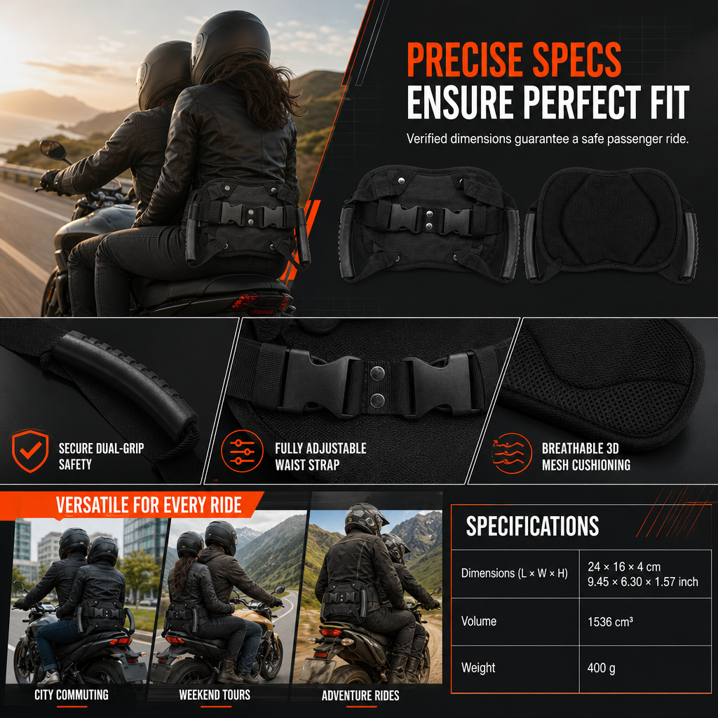 🎁2026 New Arrivals 50% OFF💥Motorcycle Passenger Grab Handle Belt – Non-slip, Adjustable, Heavy-Duty 🏍️✨