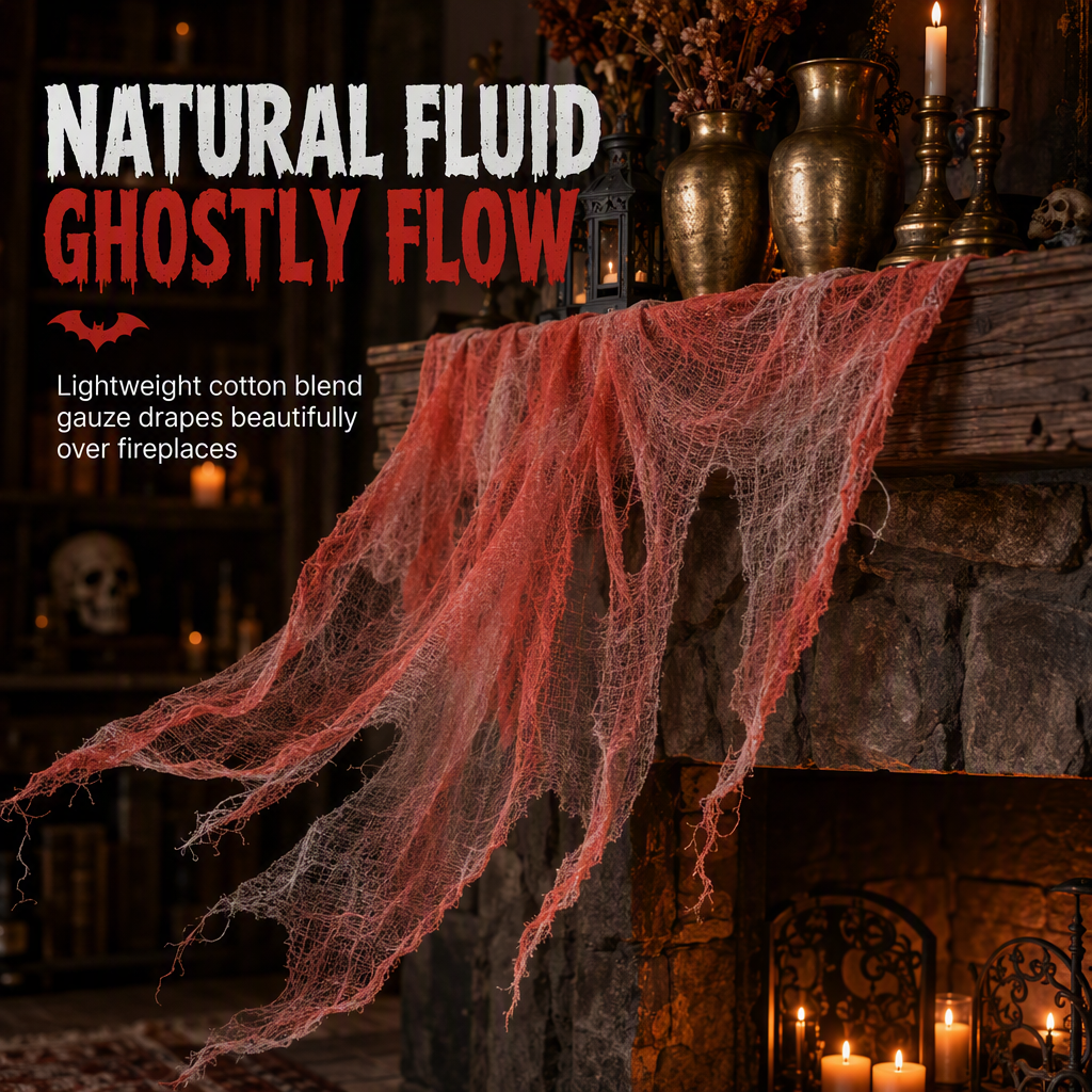 Halloween Creepy Cloth Gauze Hanging Decoration 215 x 500 cm Large Fabric Prop for Haunted House and Party Scene Layout