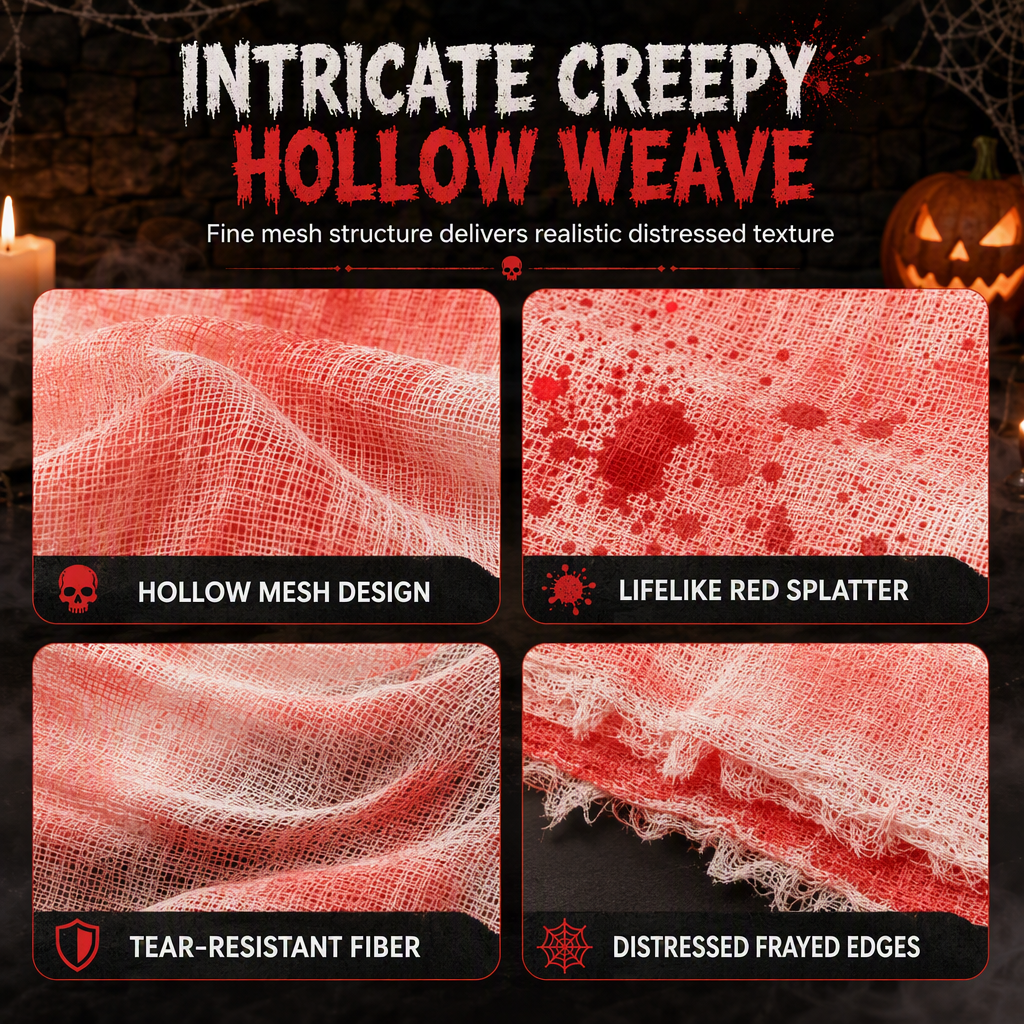 Halloween Creepy Cloth Gauze Hanging Decoration 215 x 500 cm Large Fabric Prop for Haunted House and Party Scene Layout