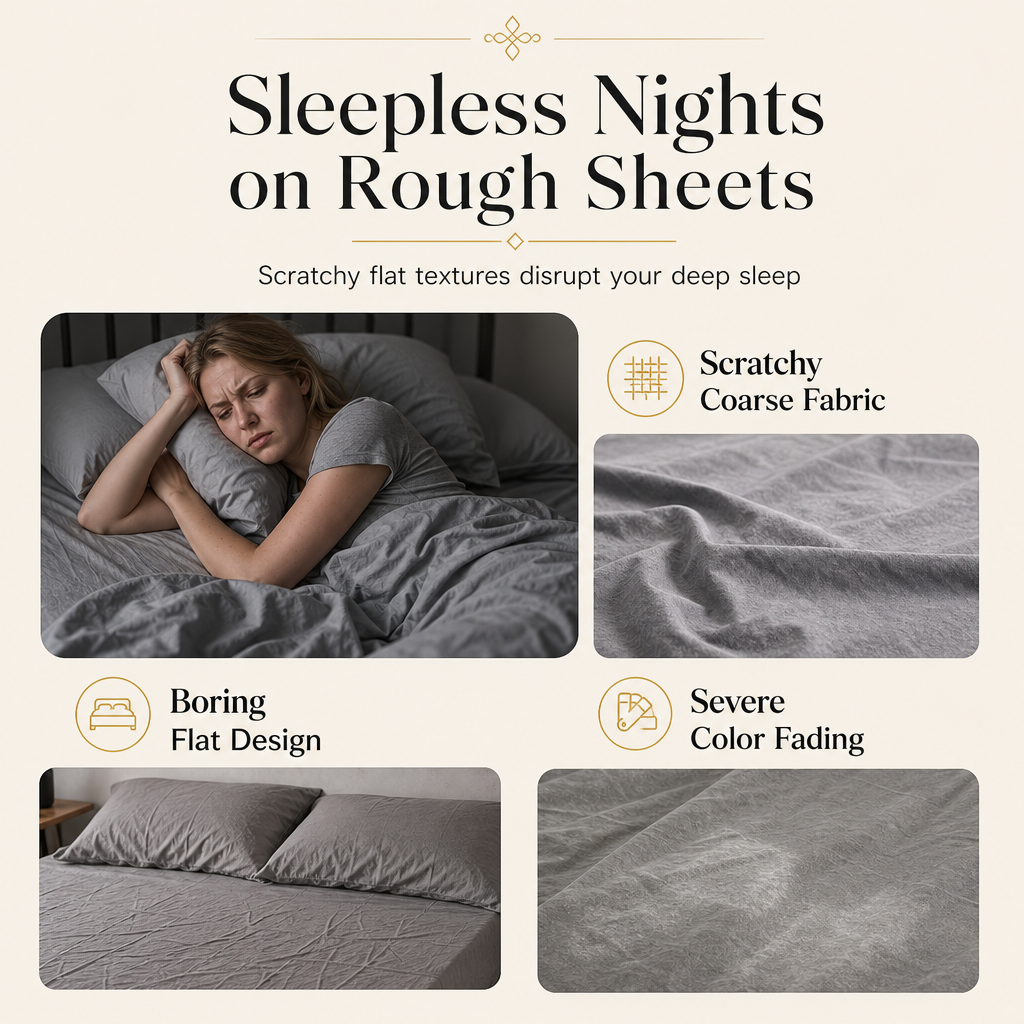 French Princess Style Washed Cotton Bedding Set Simple and Fresh 4-Piece Duvet Cover and Sheet Set for All Seasons