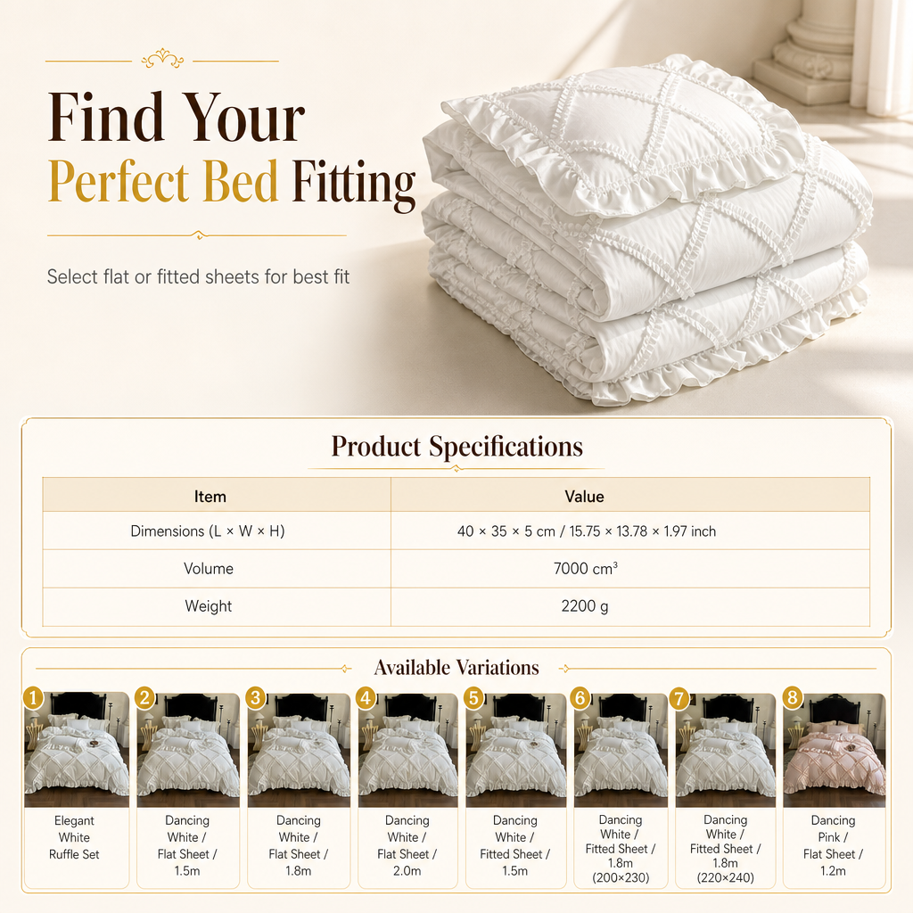 French Princess Style Washed Cotton Bedding Set Simple and Fresh 4-Piece Duvet Cover and Sheet Set for All Seasons