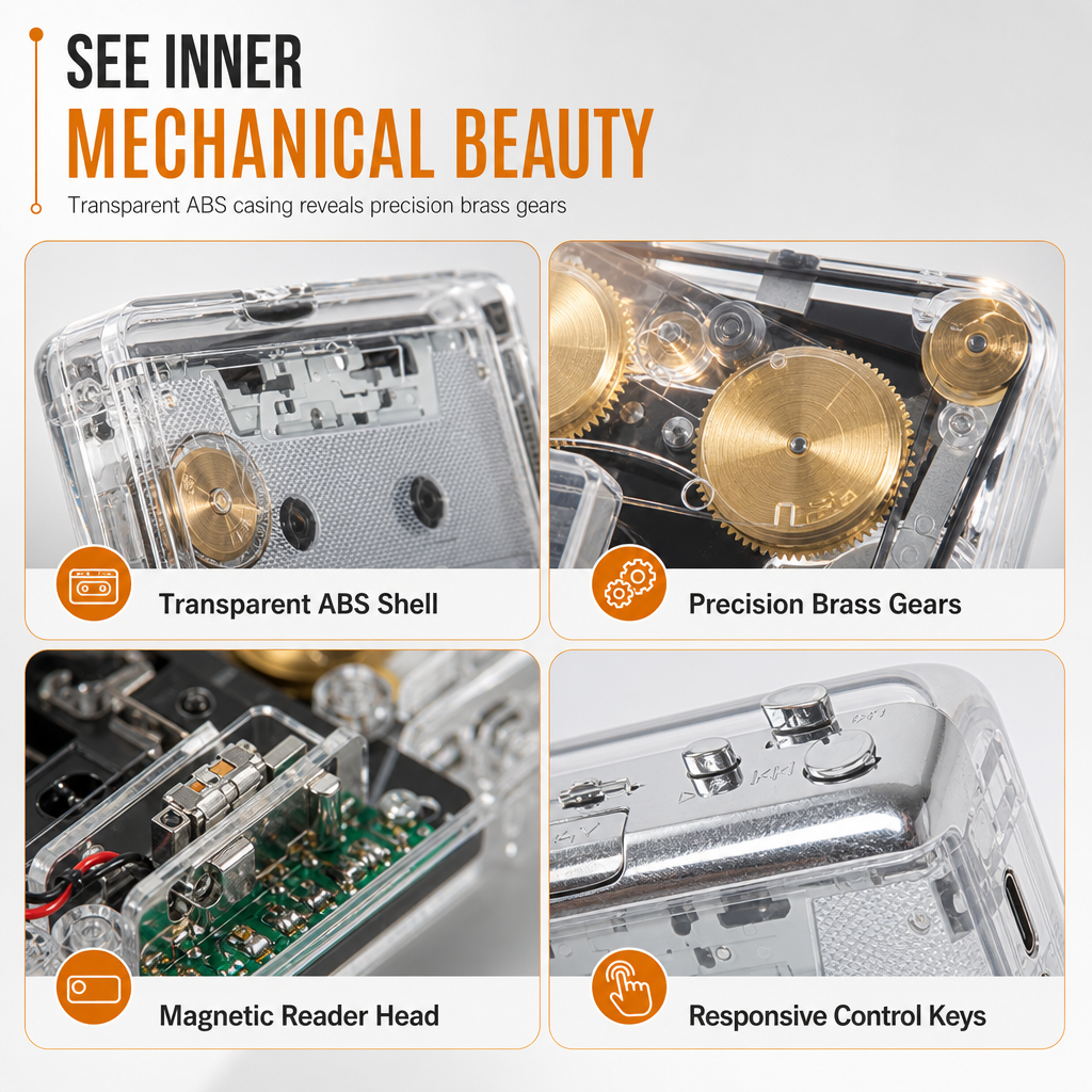 🎁2026 New Arrivals 50% OFF💥Transparent Portable Cassette Player & Tape to MP3 Converter with Type-C