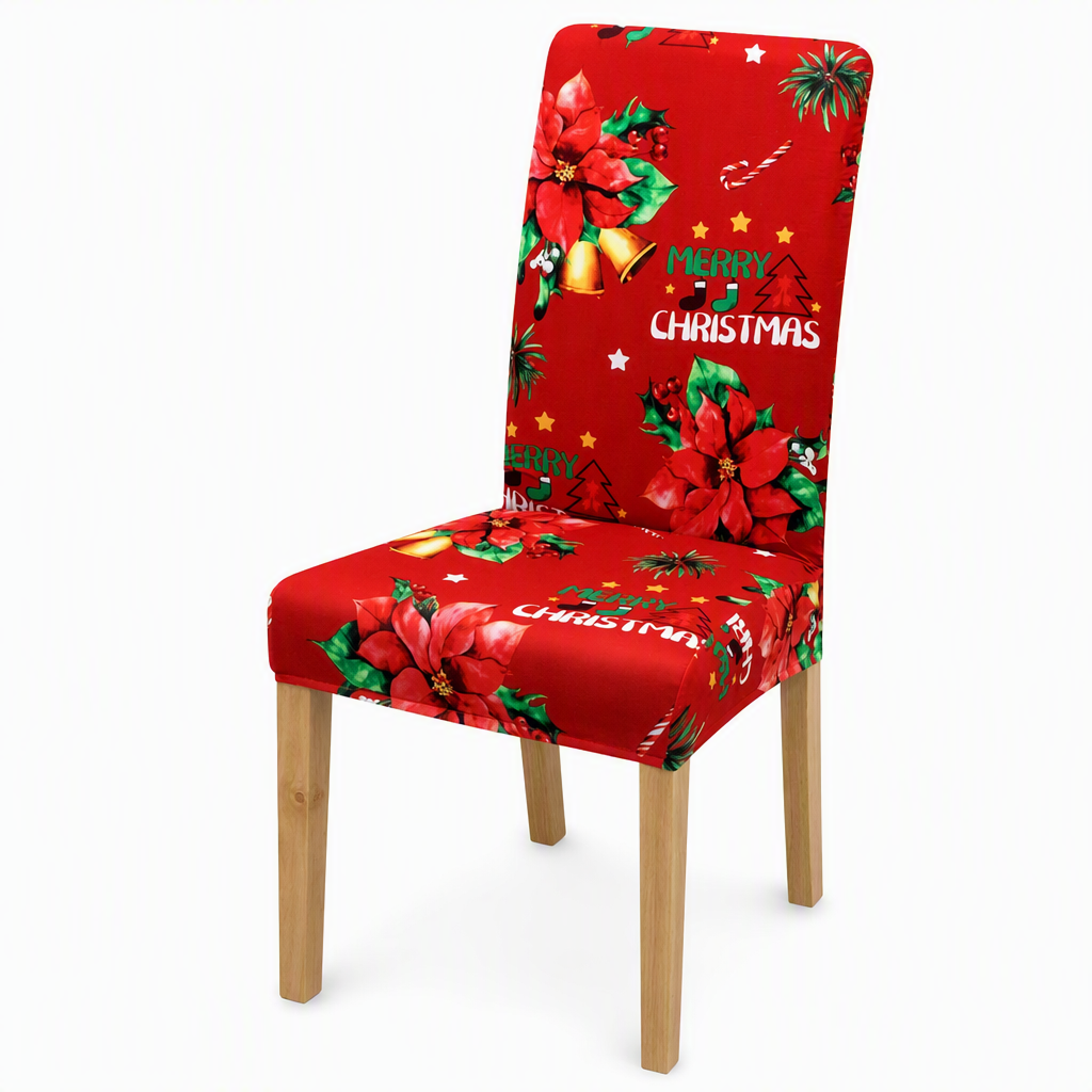 Christmas Elastic Stretch Chair Cover Full Slipcover for High Back Dining Chairs