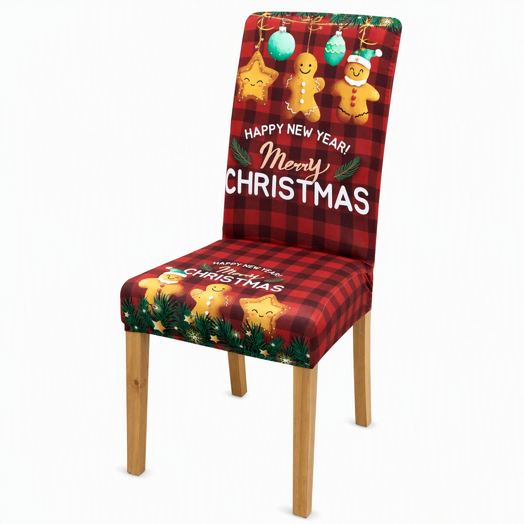 Christmas Elastic Stretch Chair Cover Full Slipcover for High Back Dining Chairs