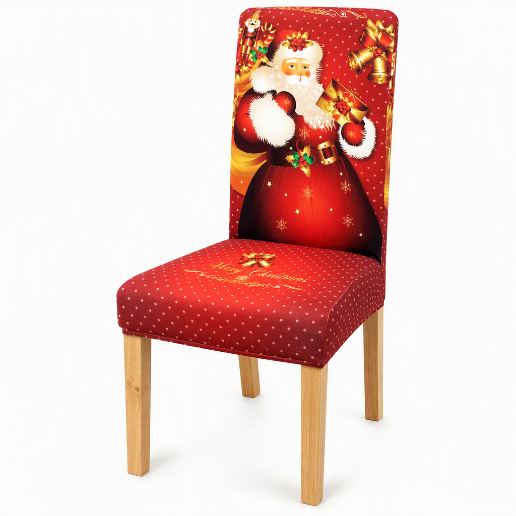 Christmas Elastic Stretch Chair Cover Full Slipcover for High Back Dining Chairs