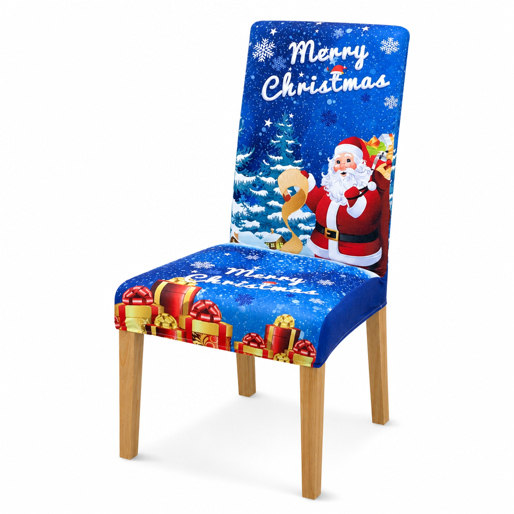 Christmas Elastic Stretch Chair Cover Full Slipcover for High Back Dining Chairs