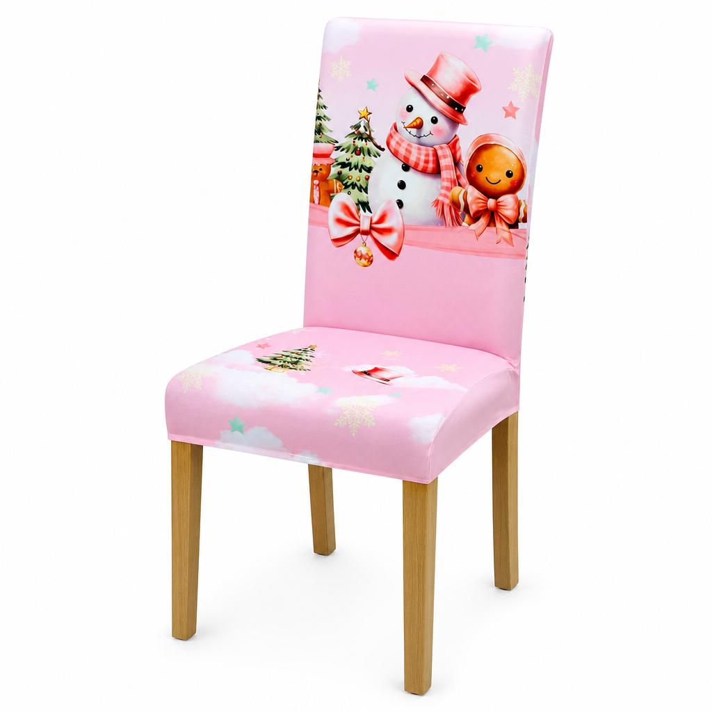 Christmas Elastic Stretch Chair Cover Full Slipcover for High Back Dining Chairs