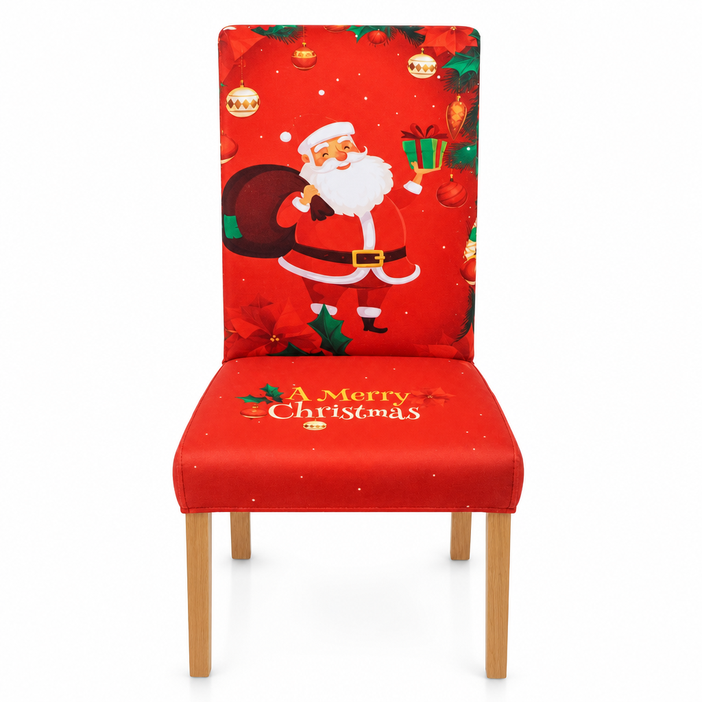 Christmas Elastic Stretch Chair Cover Full Slipcover for High Back Dining Chairs