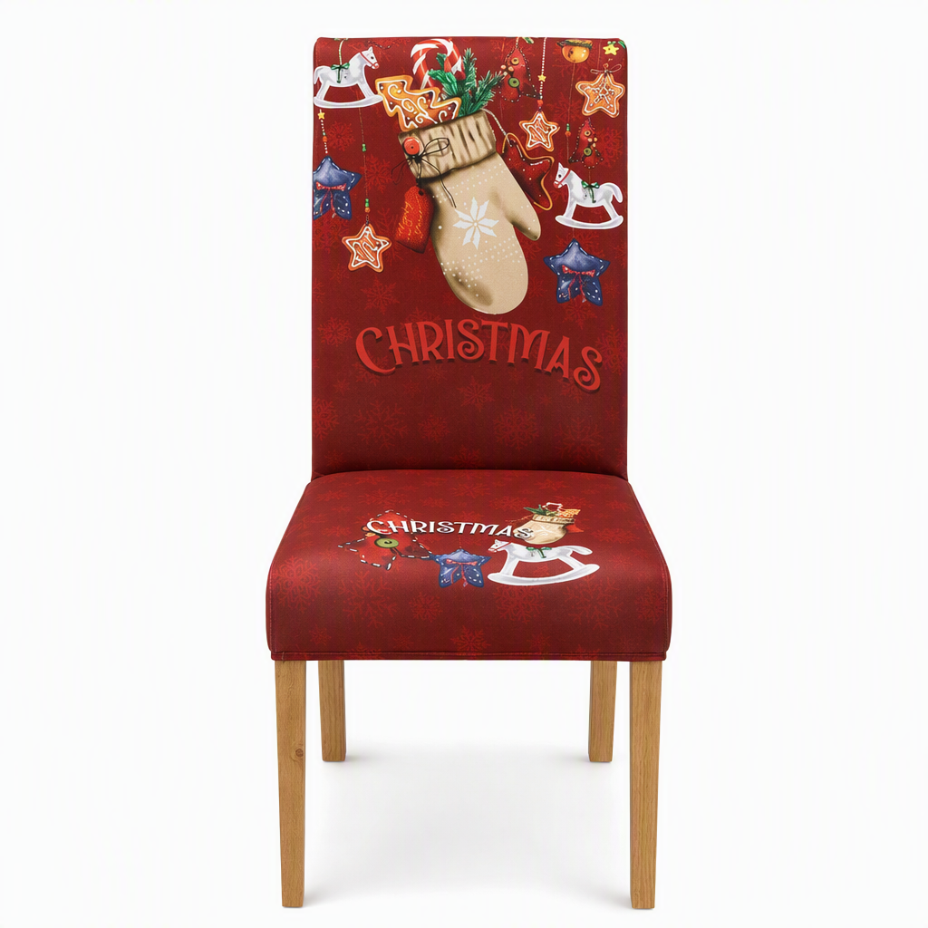 Christmas Elastic Stretch Chair Cover Full Slipcover for High Back Dining Chairs
