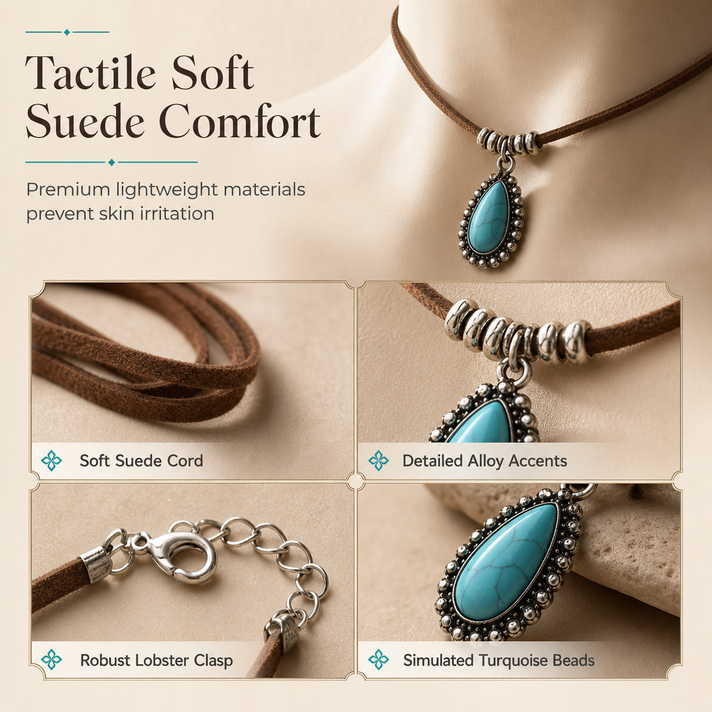 ⏳Limited-time 50% off⏰Vintage Bohemian Style Suede Layering Necklace for Women with Dragonfly or Waterdrop Pendant🦋📿